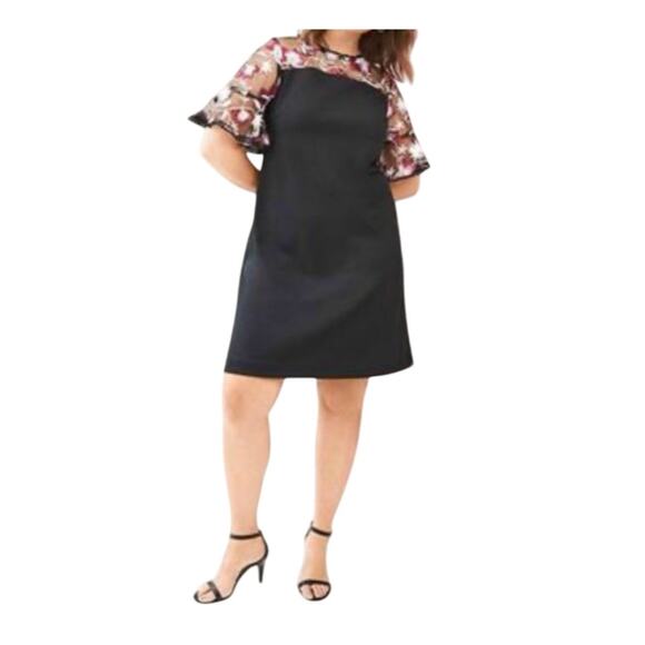Lane Bryant Dress Floral Embroidery Mini Wedding Guest Career Feminine Size 20 - Picture 1 of 9